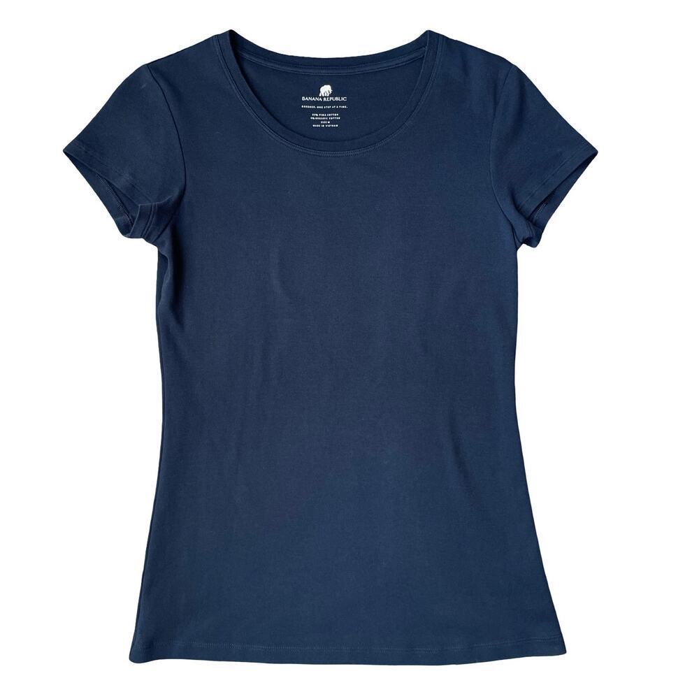 Banana Republic Black Fitted Scoop Neck Pima Cotton Tee Shirt – Medium - Picture 3 of 10